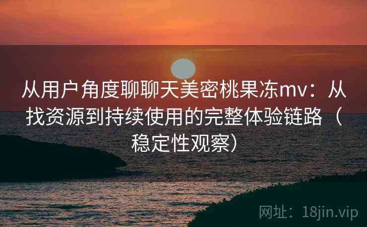 从用户角度聊聊天美密桃果冻mv：从找资源到持续使用的完整体验链路（稳定性观察）